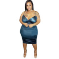 W152 2020 Women V neck halter bodice sexy plus size bodycon dress